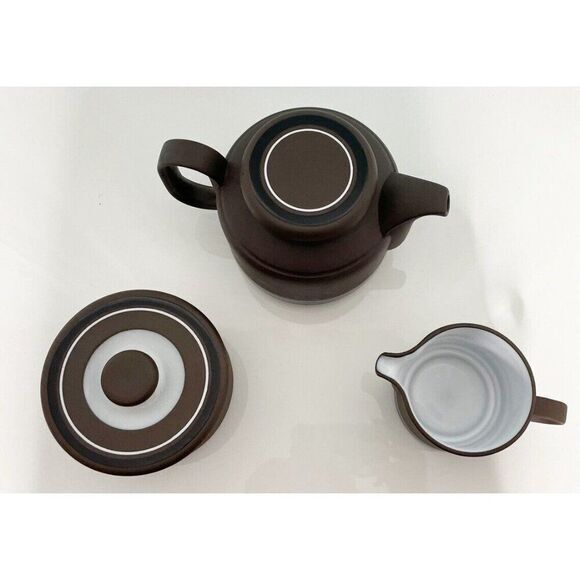 Hornsea England Contrast 1977 Teapot Creamer Sugar Set Retro Mid Century Modern - Picture 2 of 4